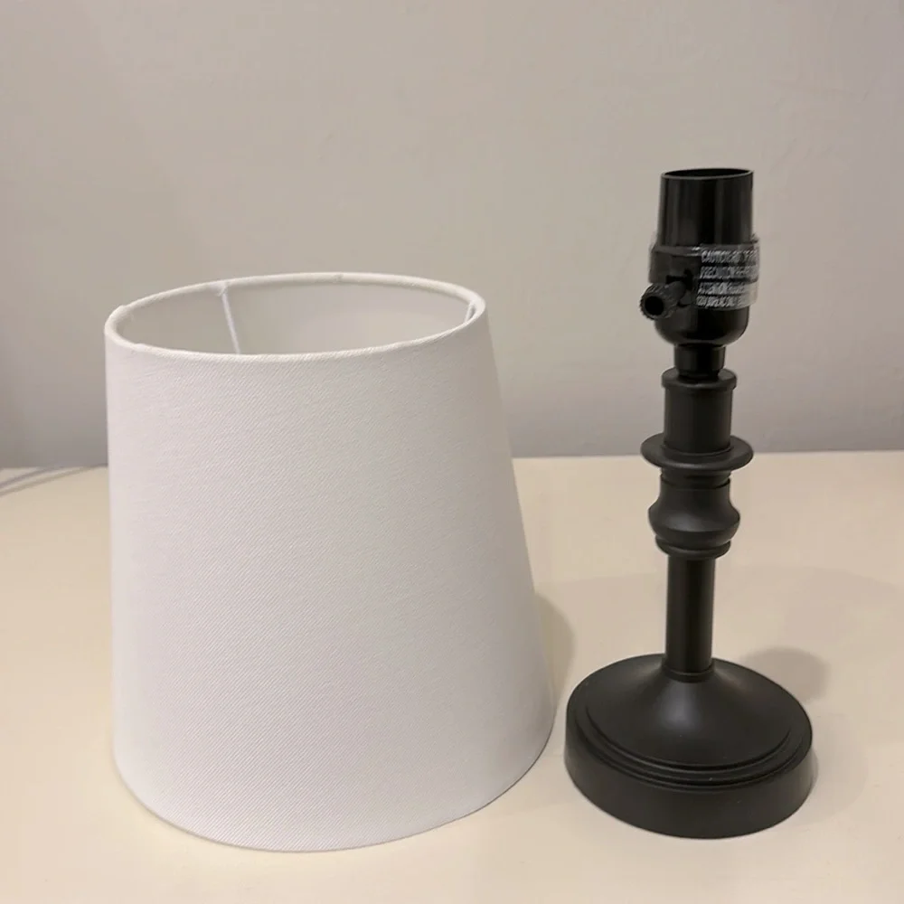 Petite Table Lamp Black Lamp White Taper Shade